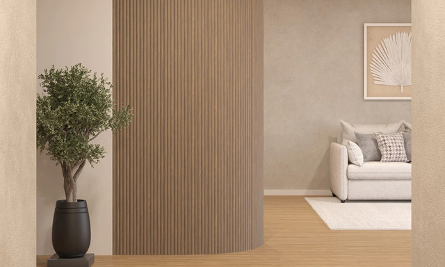 Flexible Roll-Up Slat-Panel for Curved Spaces
